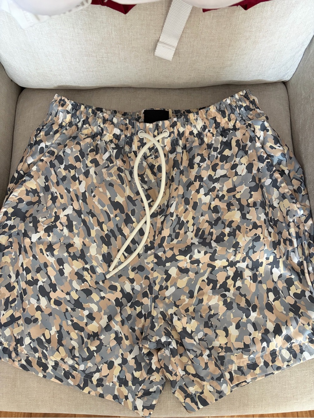Men’s Jordan Beige & Gray Camo Drawstring Shorts